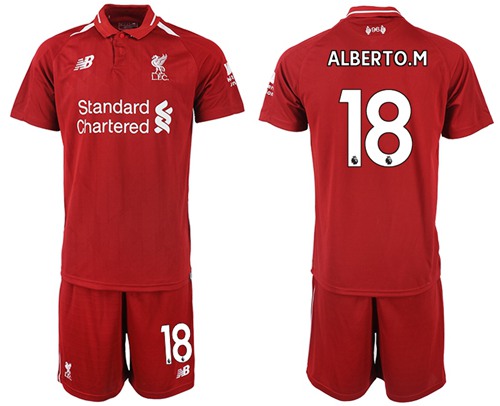 Liverpool #18 Alberto.M Red Home Soccer Club Jersey